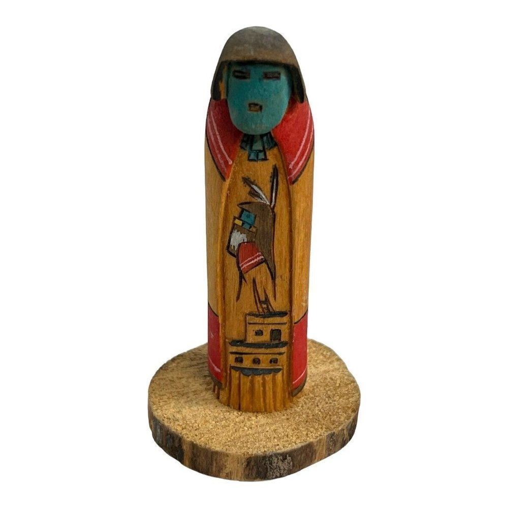 Vintage Carved Cottonwood NATIVE AMERICAN Navajo Longhair Kachina Doll SIGNED